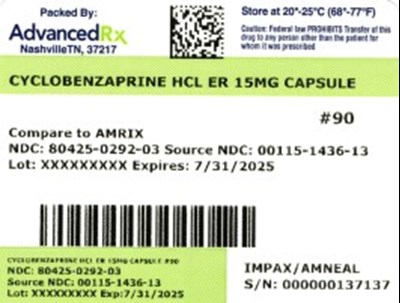 Label 3 (Cyclobenzaprine HCl Er 15mg 80425 0292 03)